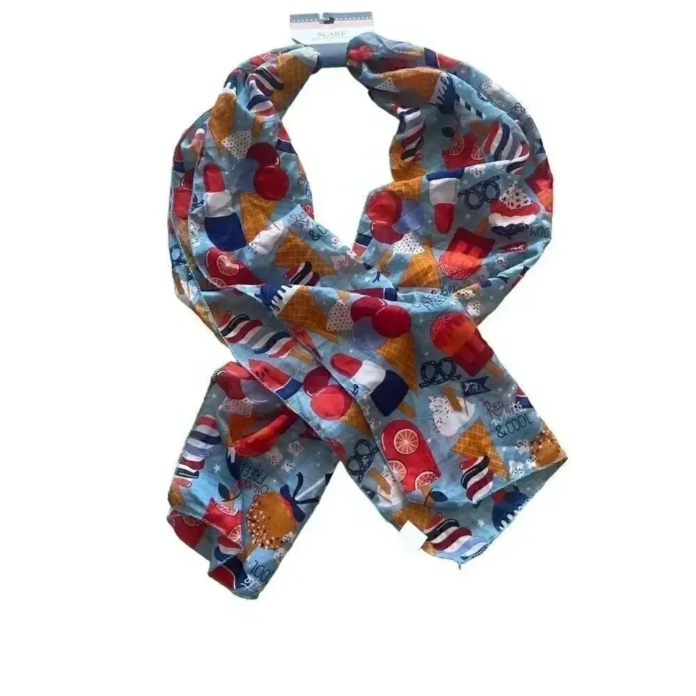 Red White Blue Scarf Patriotic, Freedom, 4th of July, Ice Cream One Size #1641